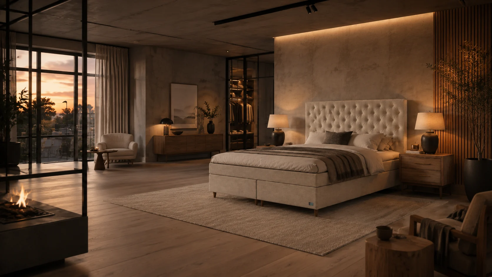 Sleeping World bed visualized as a realistic digital 3D product in a premium interior environment